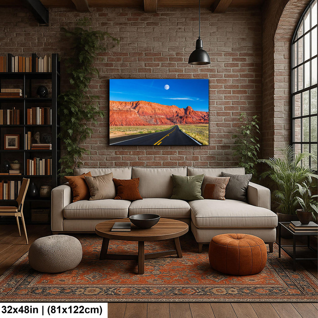 Desert Highway Beneath Red Cliffs Photography Print, Page Arizona Southwest Landscape, Open Road Wall Art, Travel Decor