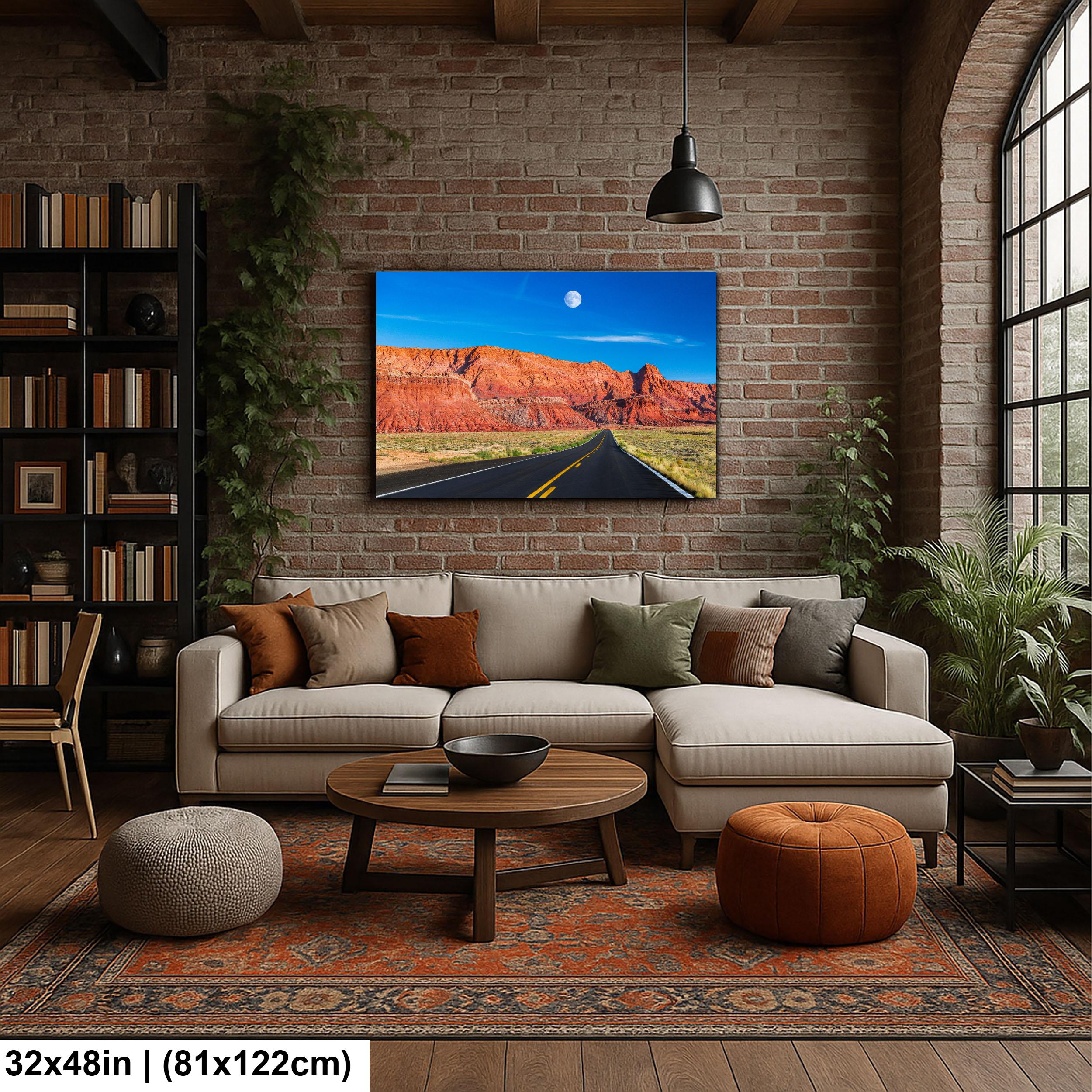 Desert Highway Beneath Red Cliffs Photography Print, Page Arizona Southwest Landscape, Open Road Wall Art, Travel Decor