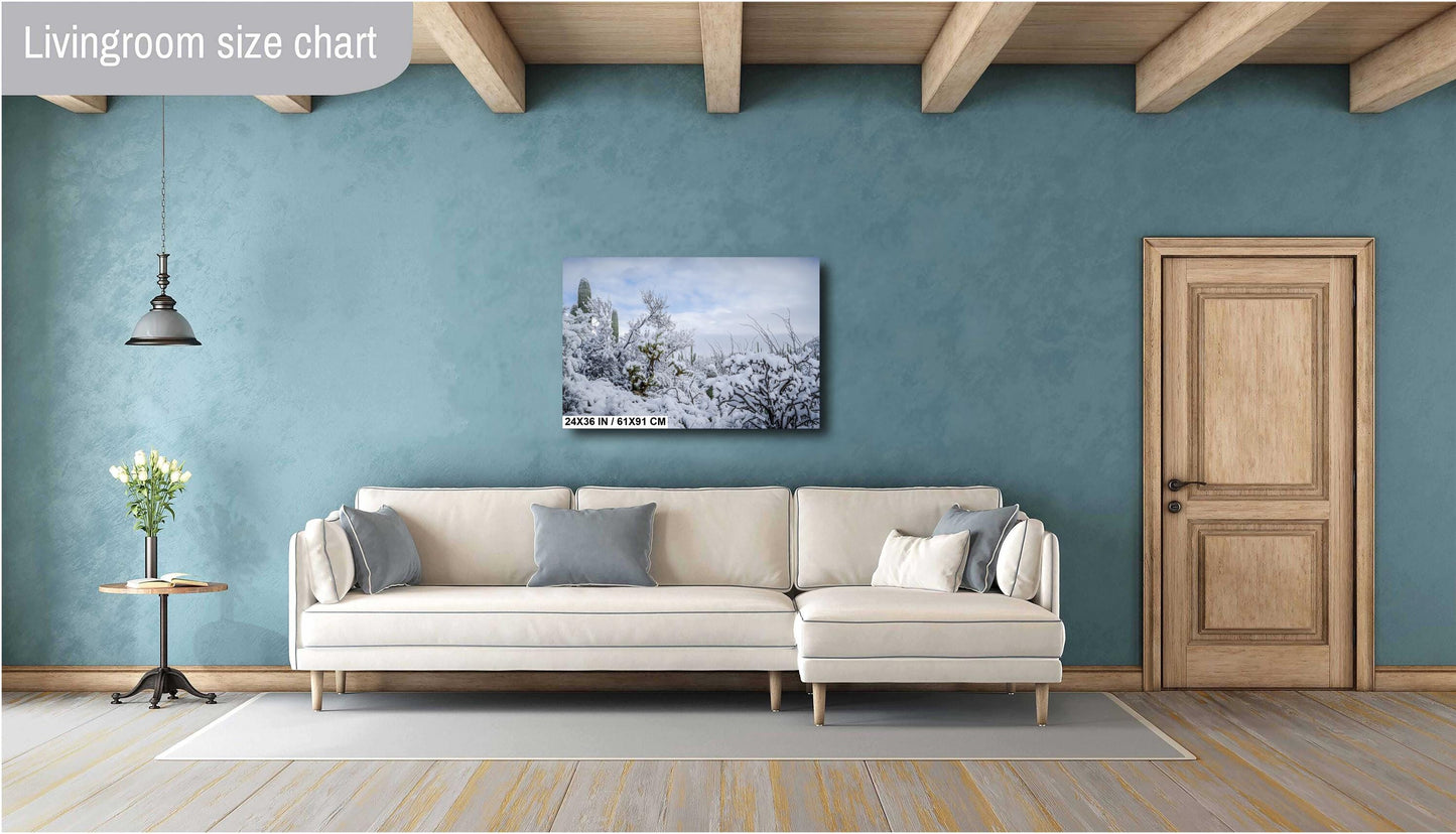 Saguaro National Park Print – Snow Covered Cacti Art | Desert Wall Art Canvas