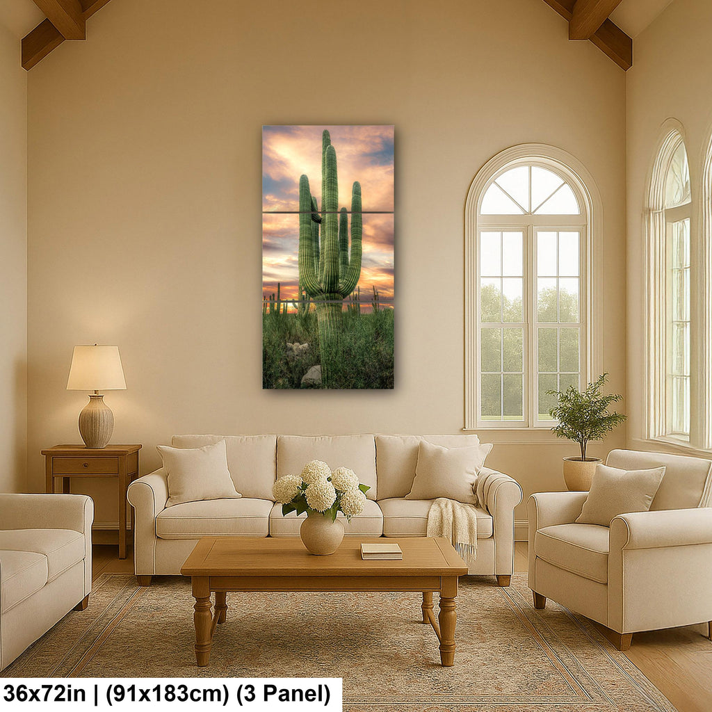 Towering Multi-Arm Saguaro at Sunset - Catalina State Park Tucson Arizona Sonoran Desert Photography Print