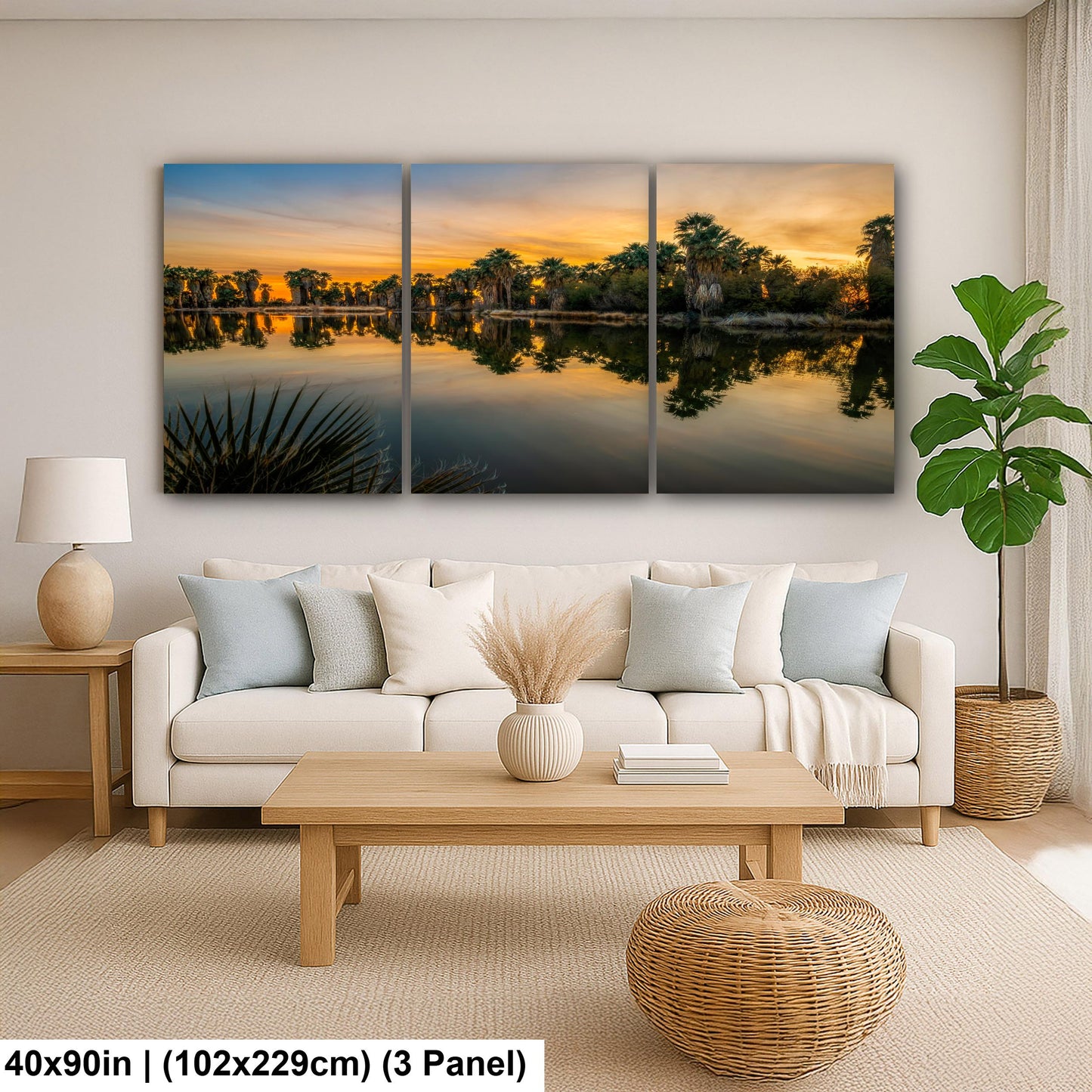 Agua Caliente Park Sunset Palm Oasis Reflection - Tucson Arizona Photography Print