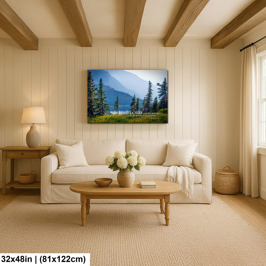 Christian Wall Art | Seek the Lord Art – Misty Mountain Photography Canvas & Scripture Print