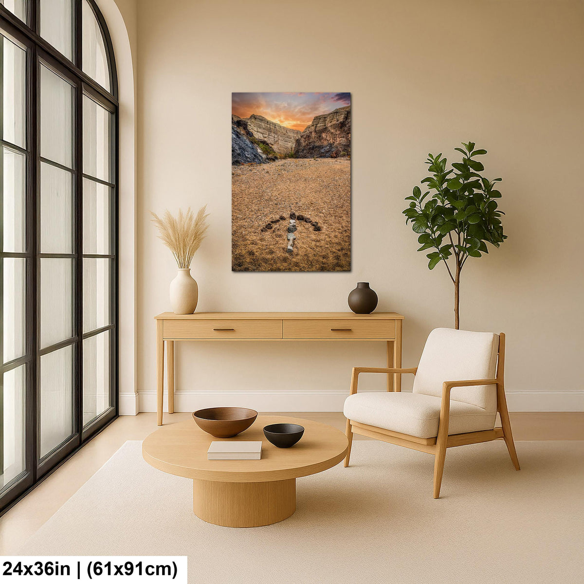 Desert Arrow: Painted Canyon Mecca Hills California Sunset Photo Wall Art