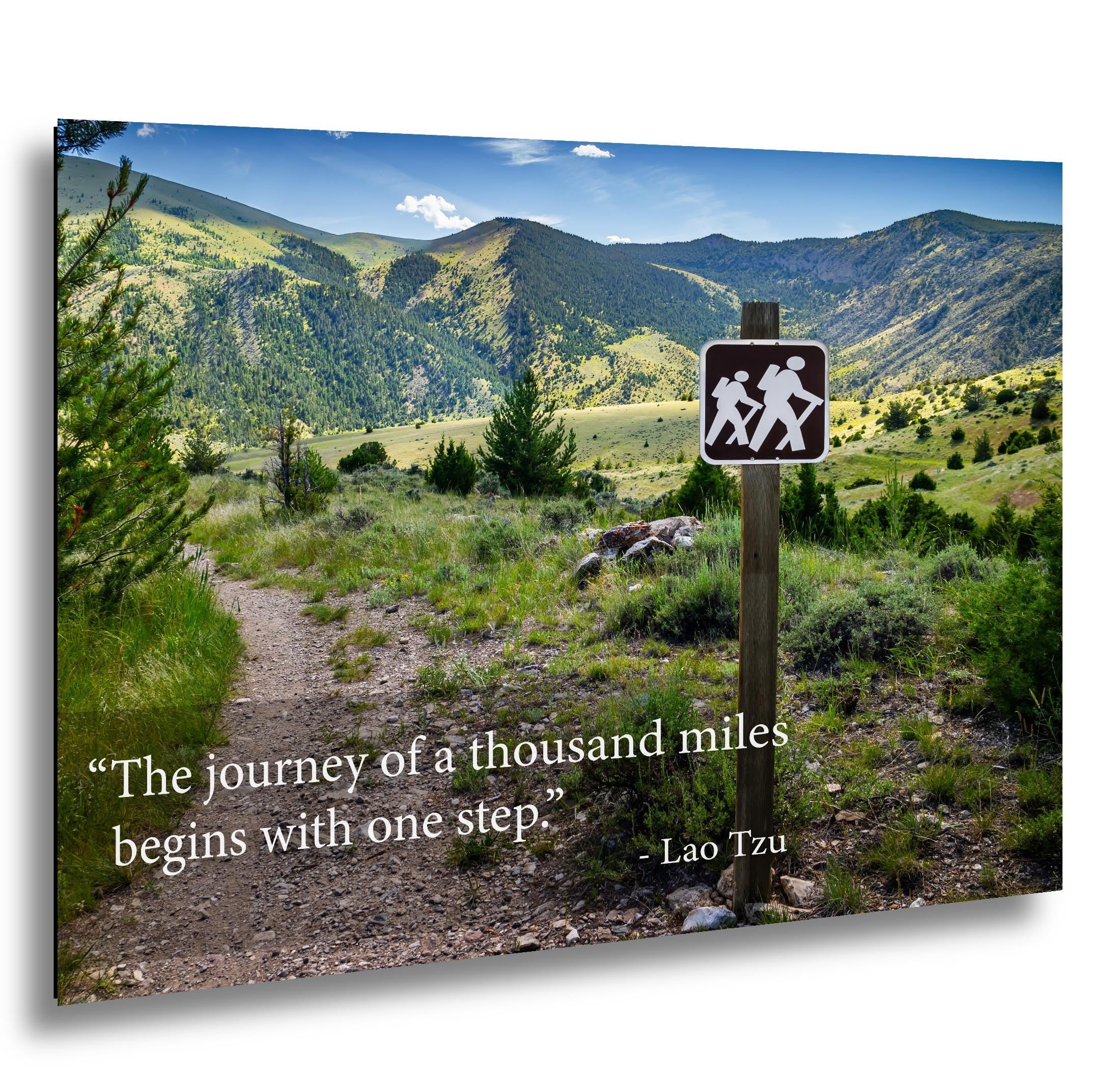 Lao Tzu Journey of a Thousand Miles Hiking Trail Motivational Photography Print