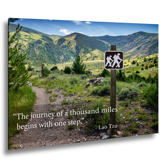 Lao Tzu Journey of a Thousand Miles Hiking Trail Motivational Photography Print