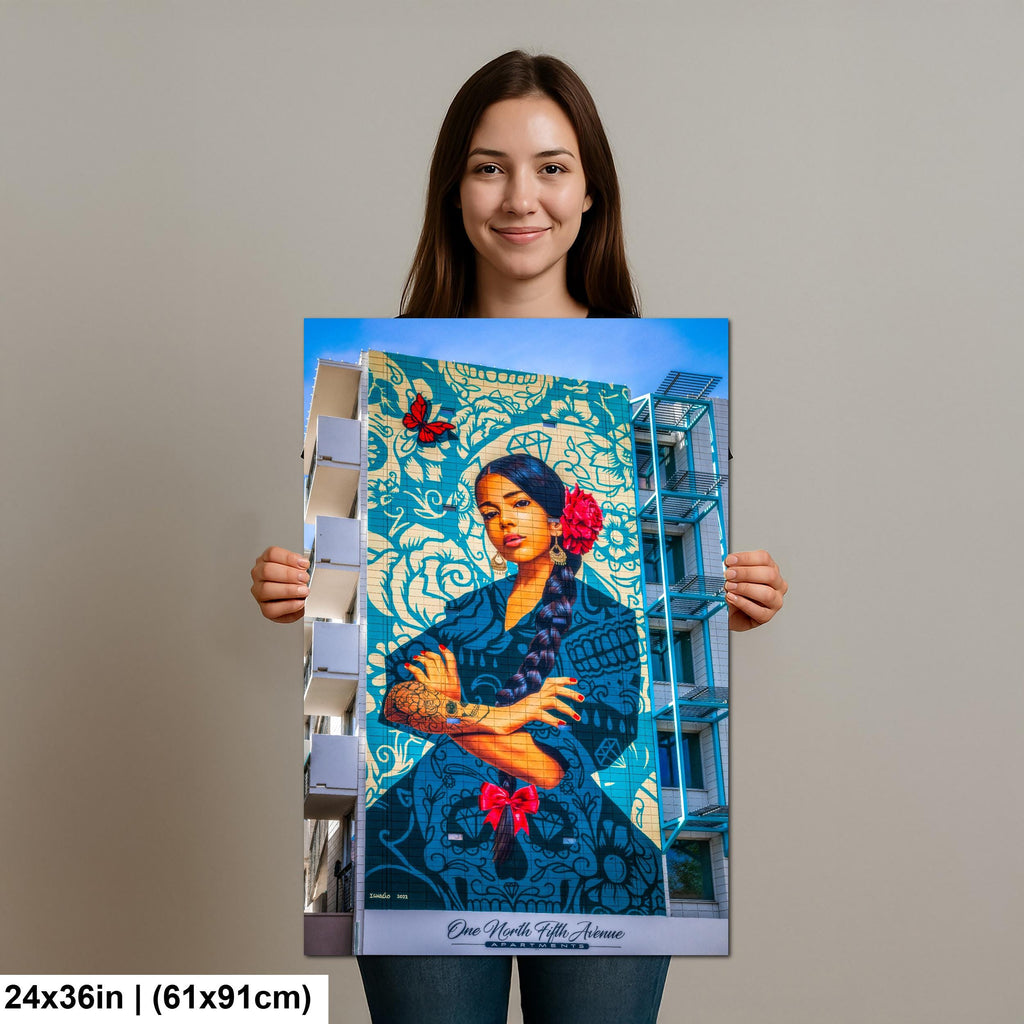 Tucson Mural - La Mujer Butterfly Mural, The Woman Portrait, Photography Print Wall Art