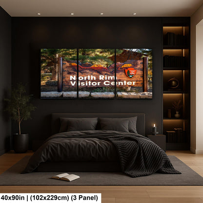 North Rim Visitor Center Sign, Grand Canyon National Park Arizona, Photography Print Wall Art