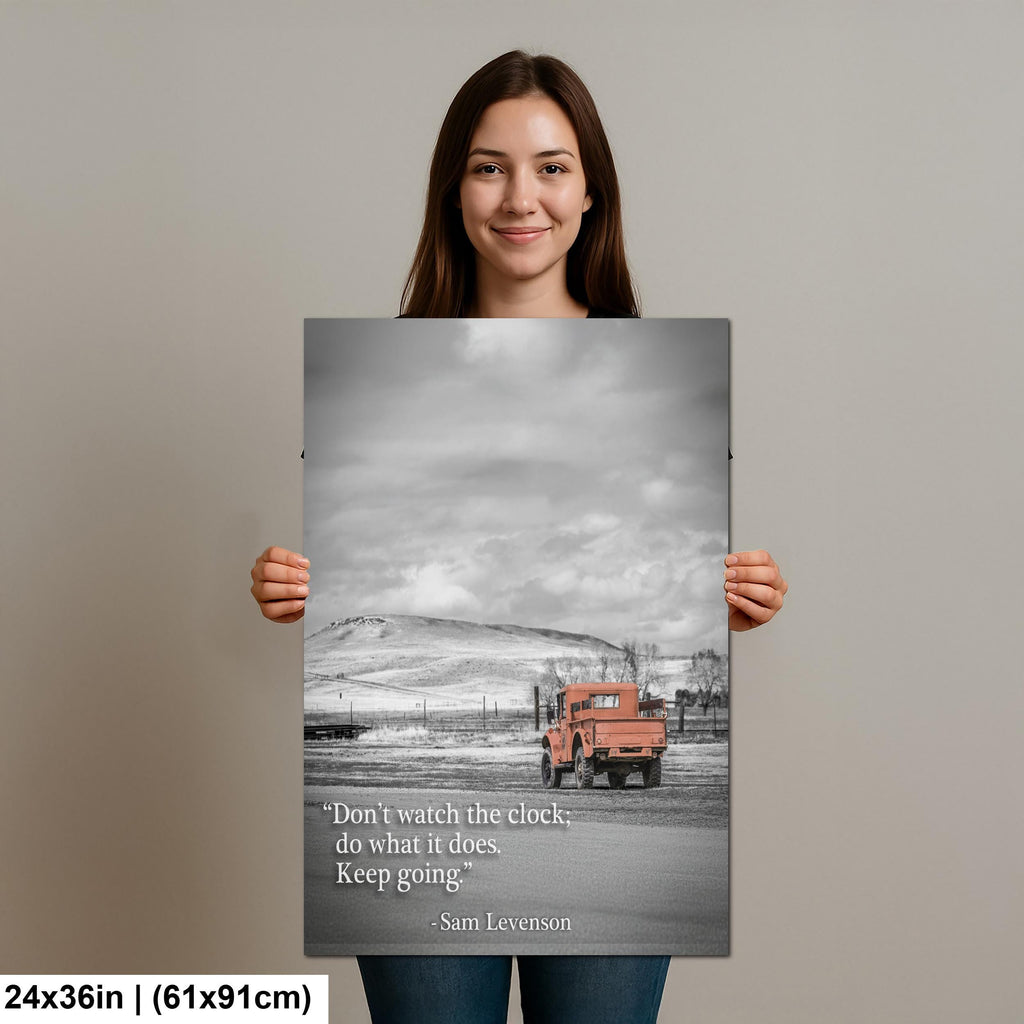 Vintage Truck Wall Art - Inspirational Sam Levenson Quote Orange Truck Photo Print
