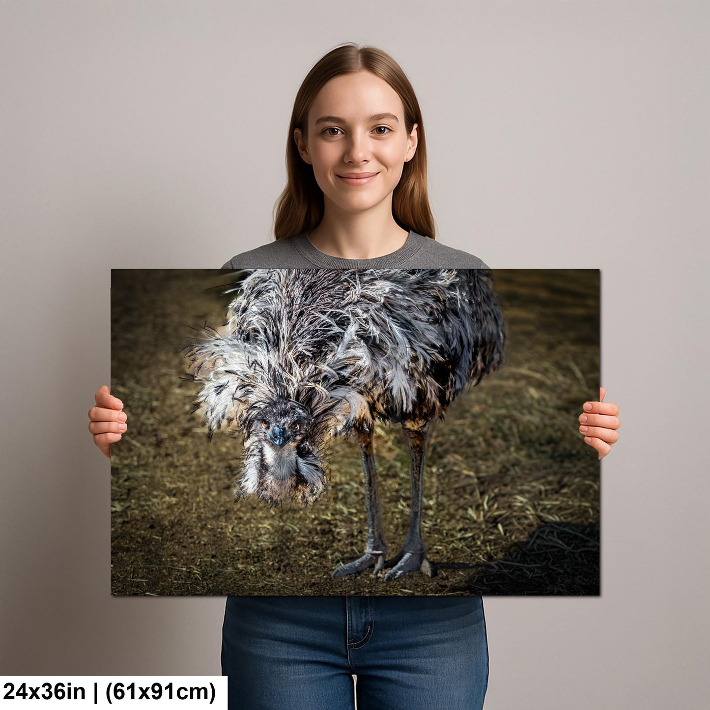 Emu Wildlife Portrait with Textured Feathers - Benson Arizona Photography Print