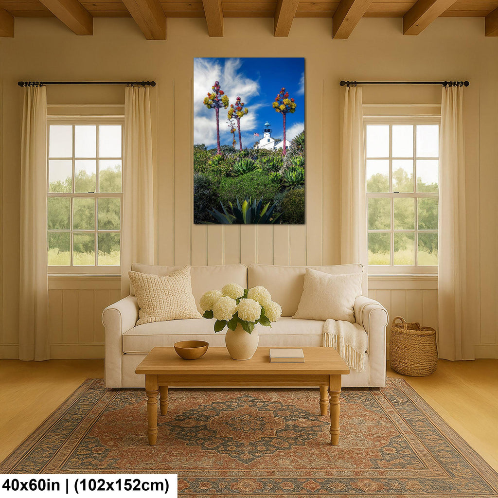 Blooming Lighthouse: Point Loma Lighthouse San Diego CA Photo Wall Art