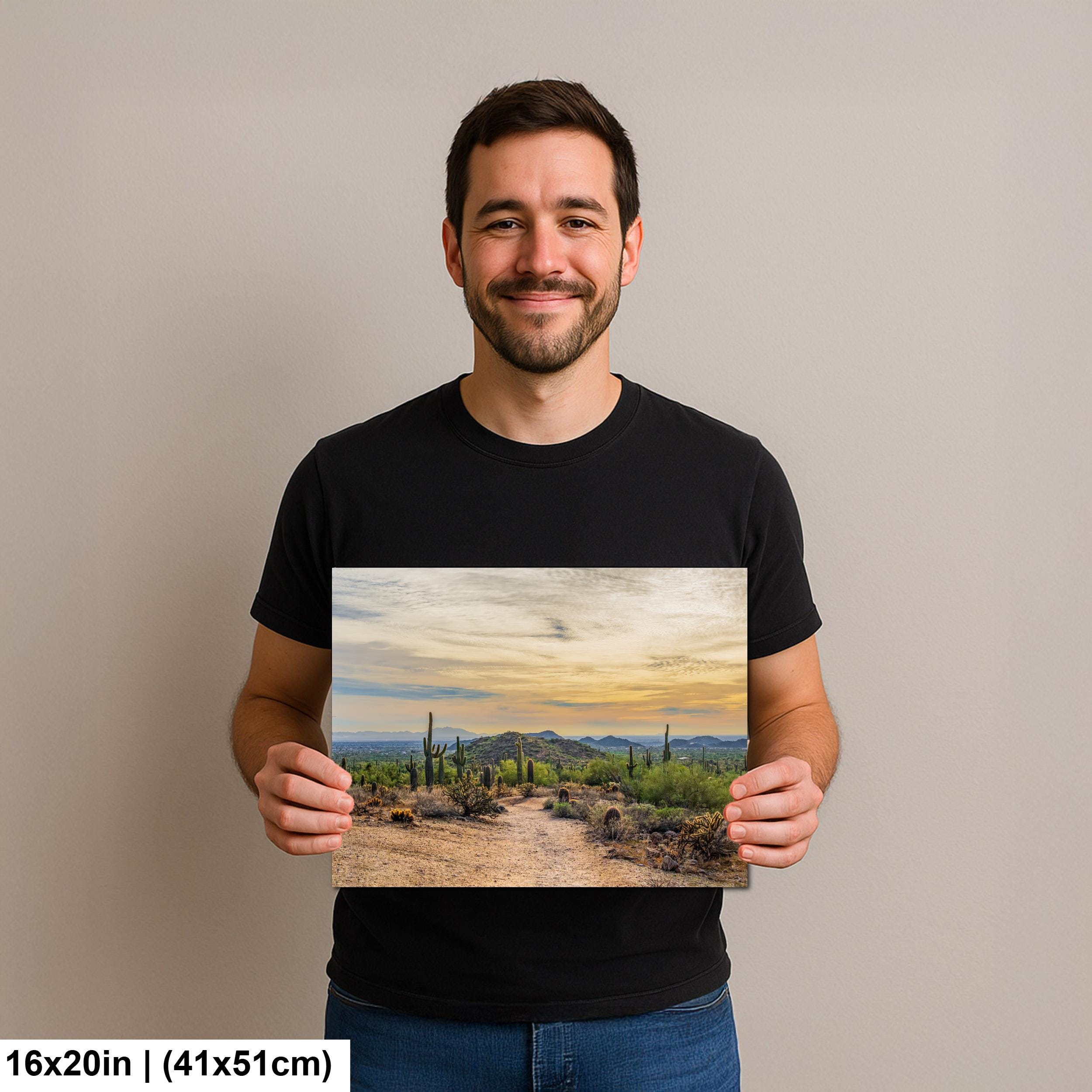 Sonoran Desert Trail at Sunset Photography Print, Usery Mountain Regional Park Mesa Arizona Wall Art Home Decor