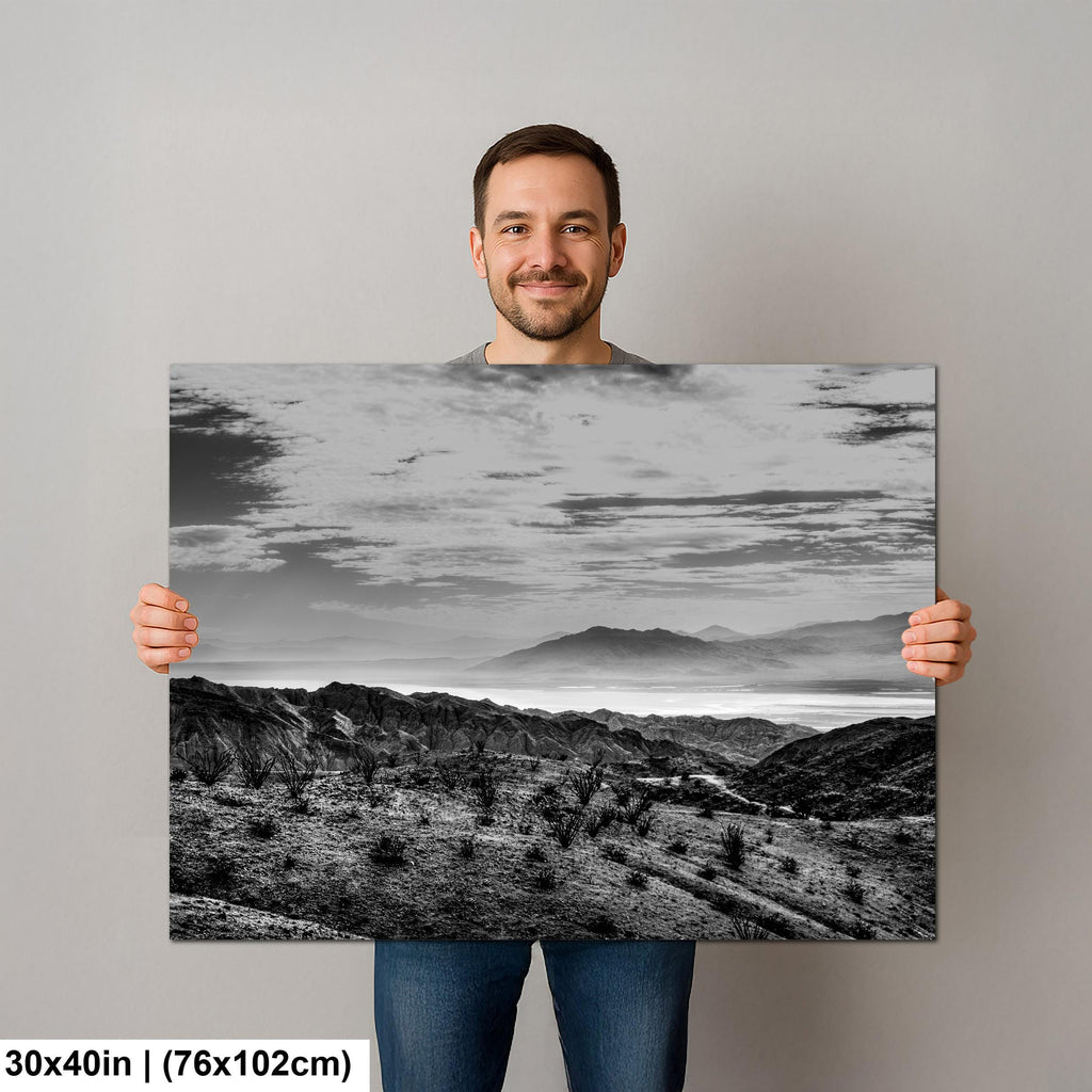 Desert Ridges: Salton Sea Mecca California Black White Photography Wall Art