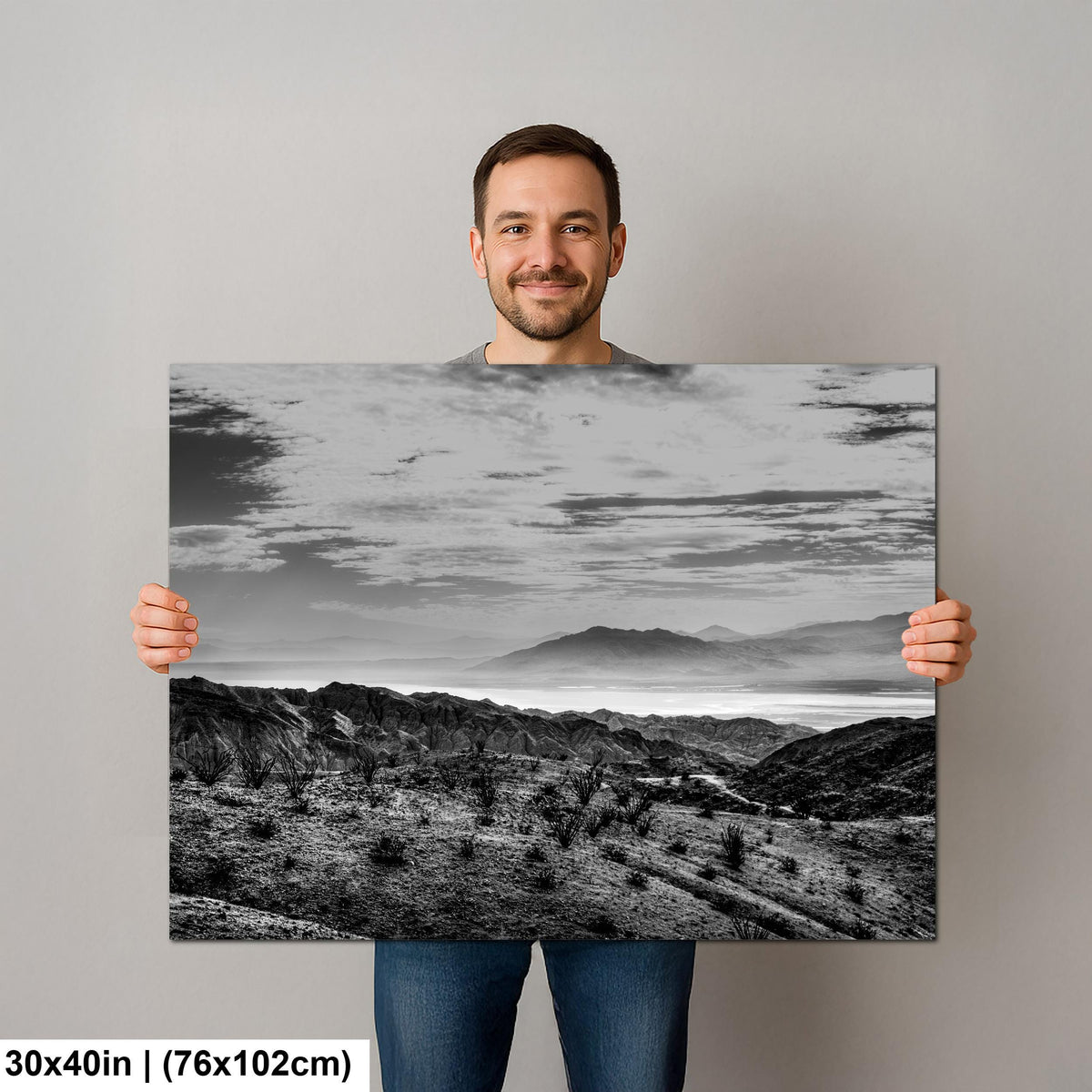 Desert Ridges: Salton Sea Mecca California Black White Photography Wall Art