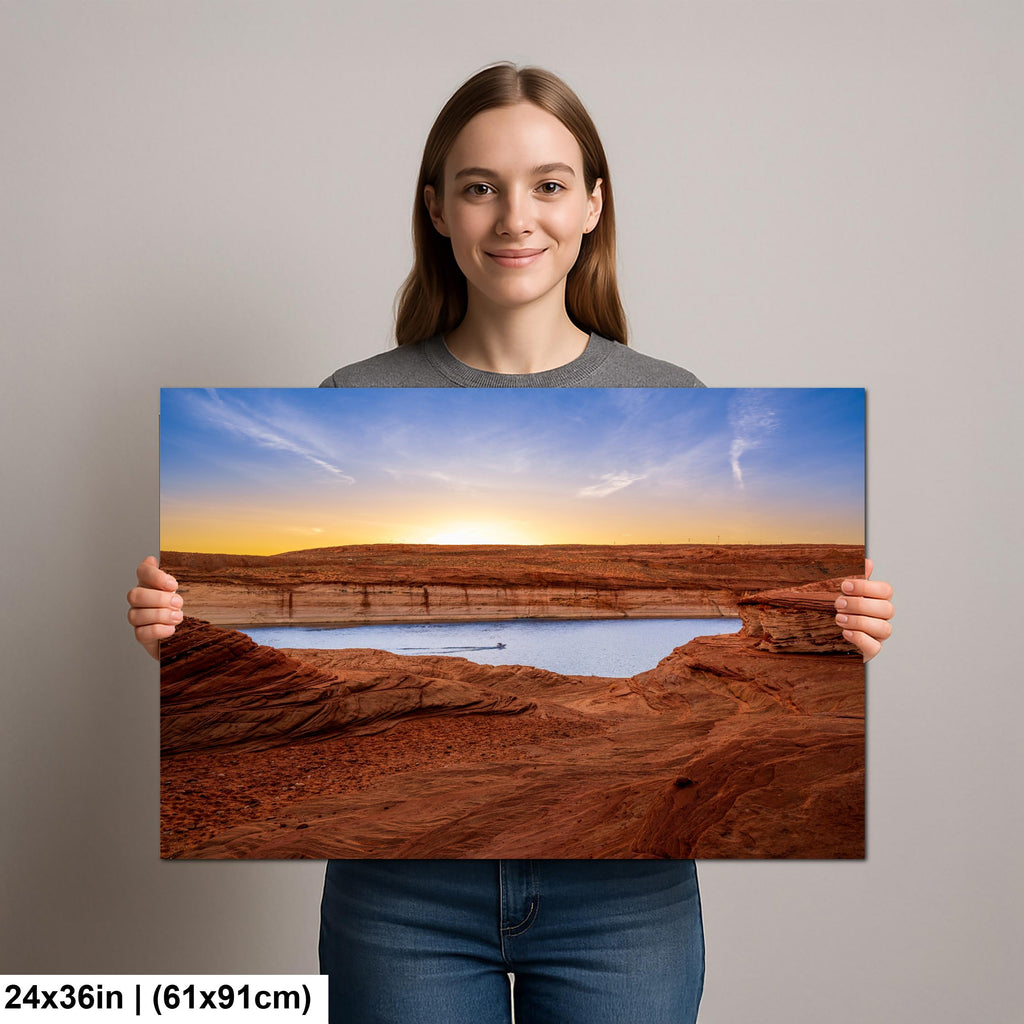 Lake Powell Sunset Red Sandstone Cliffs Page Arizona Photography Print, Southwest Wall Art