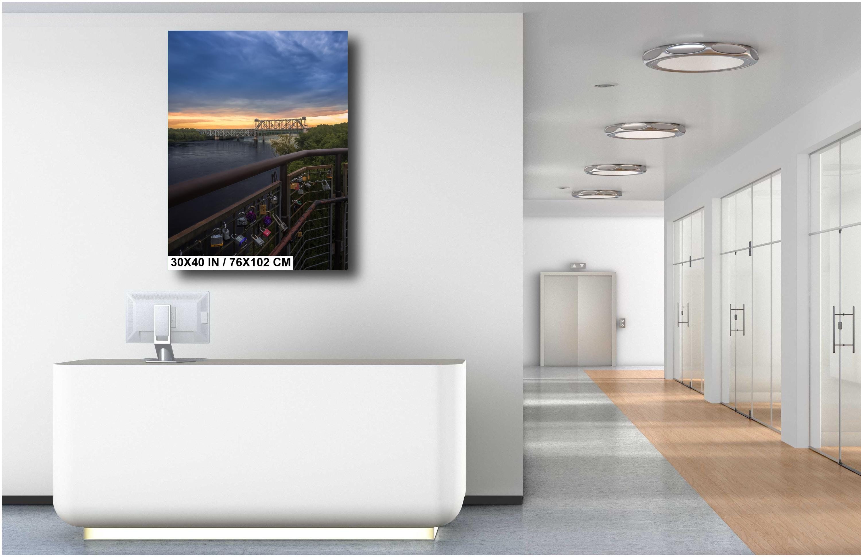 Kansas City Love Locks Bridge Missouri River Sunset Photography Wall Art