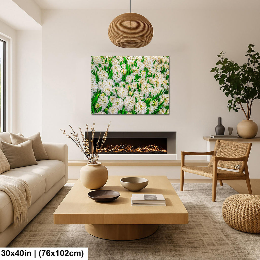 Spring Whites: White Hyacinth Flowers Botanical Photography Wall Art