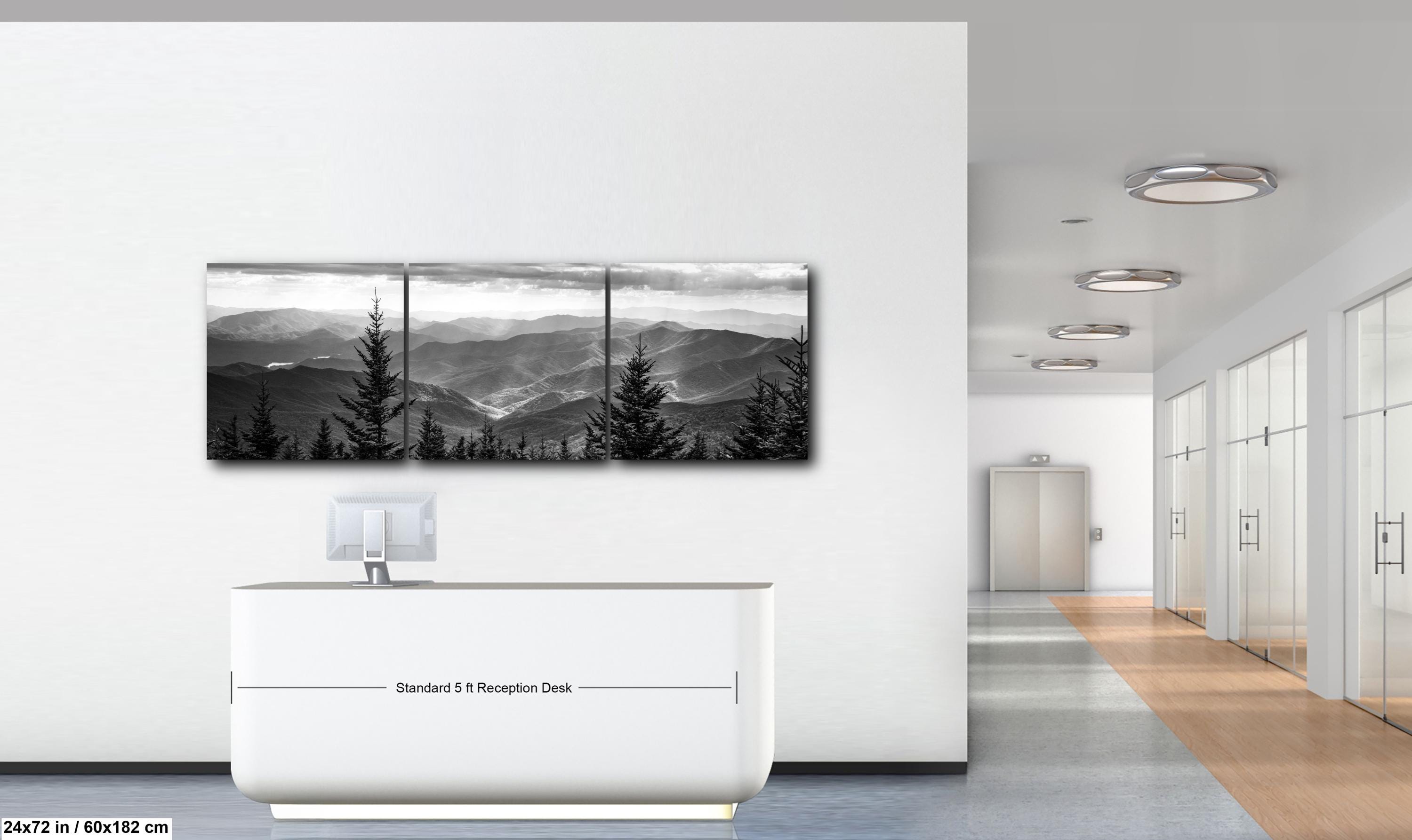 Dramatic Ridges in Monochrome, Great Smoky Mountains National Park Tennessee Black and White Photography Print