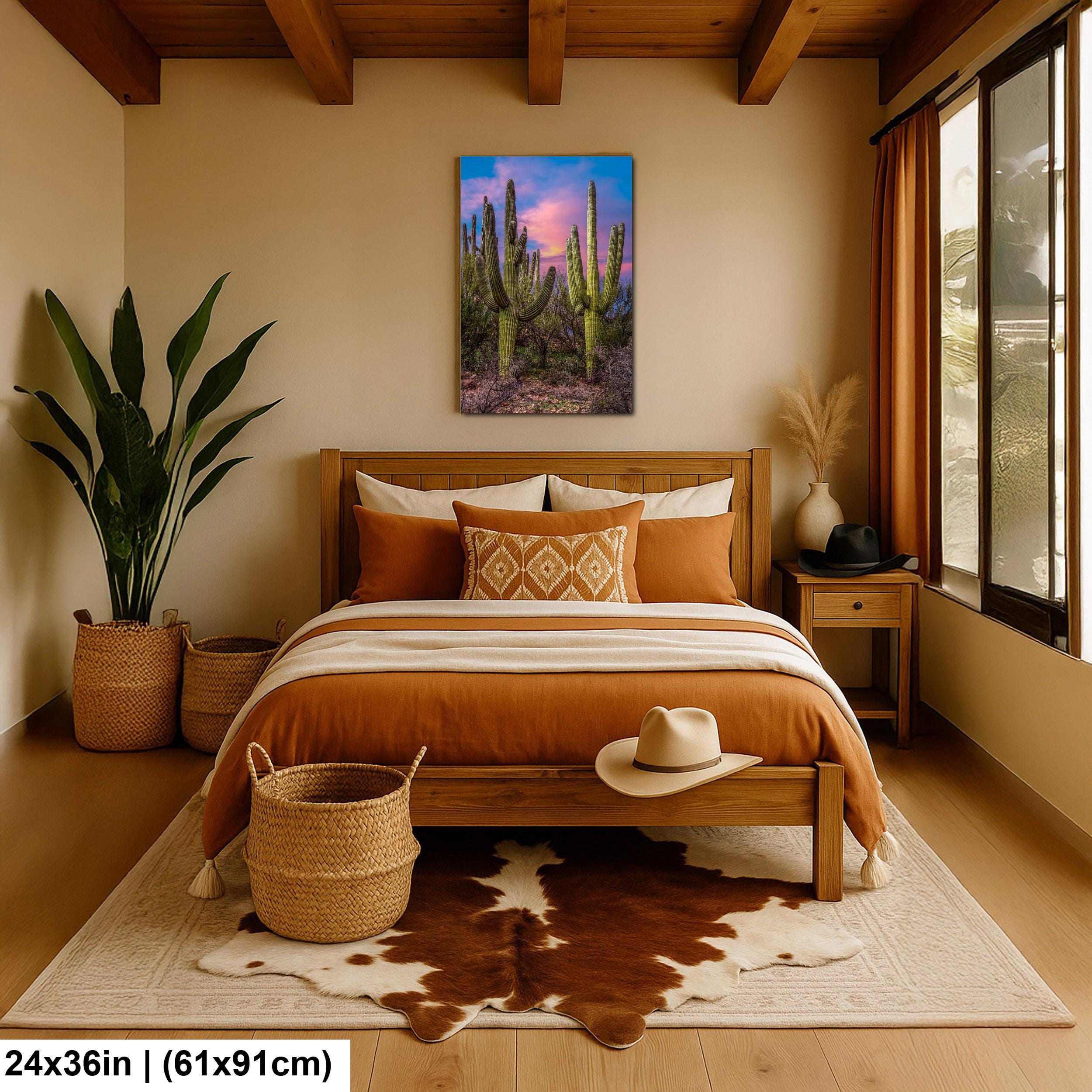 Towering Saguaros at Sunset, Catalina State Park Arizona Desert Photography Wall Art