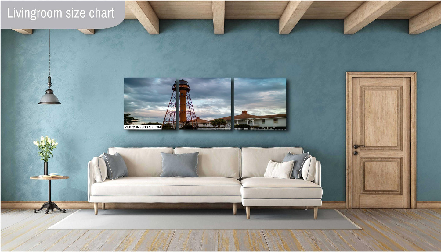 Sanibel Lighthouse Print – Florida Lighthouse Art | Nautical Wall Decor Canvas