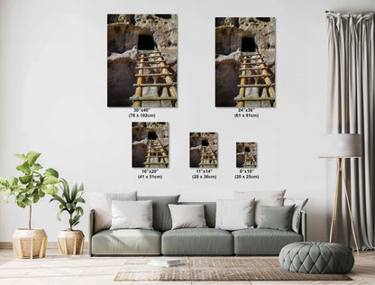 Ladders of Legacy: Exploring Bandelier National Monument Los Alamos New Mexico Wall Art Print Aluminum/Acrylic/Metal/Canvas