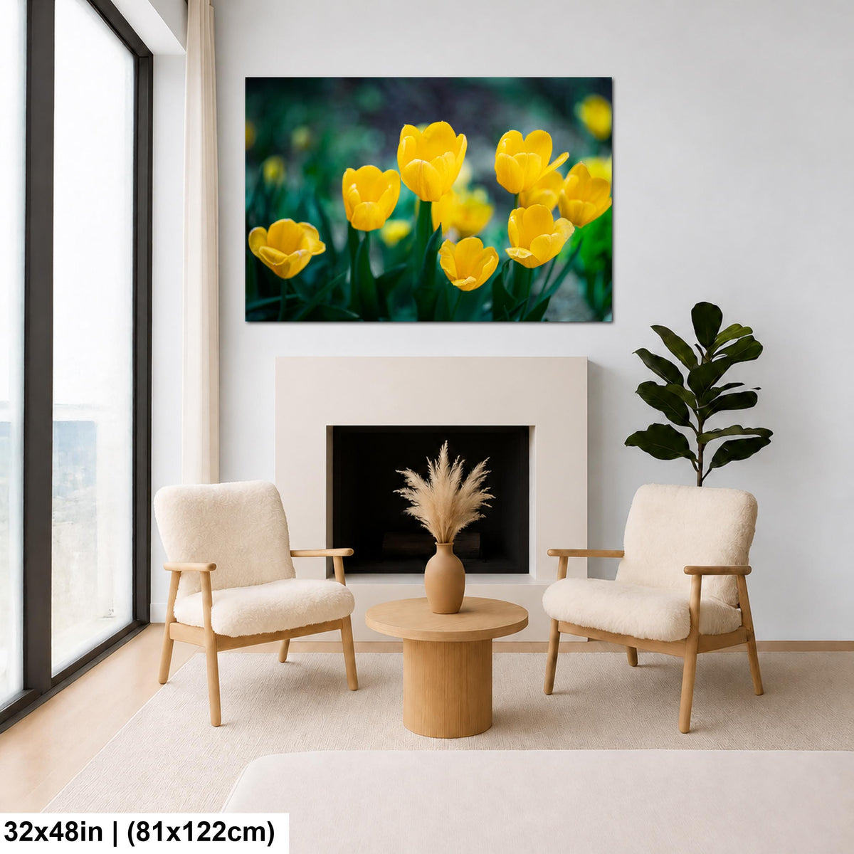 Sunlit Blooms: Yellow Tulip Flower Photography Botanical Floral Wall Art
