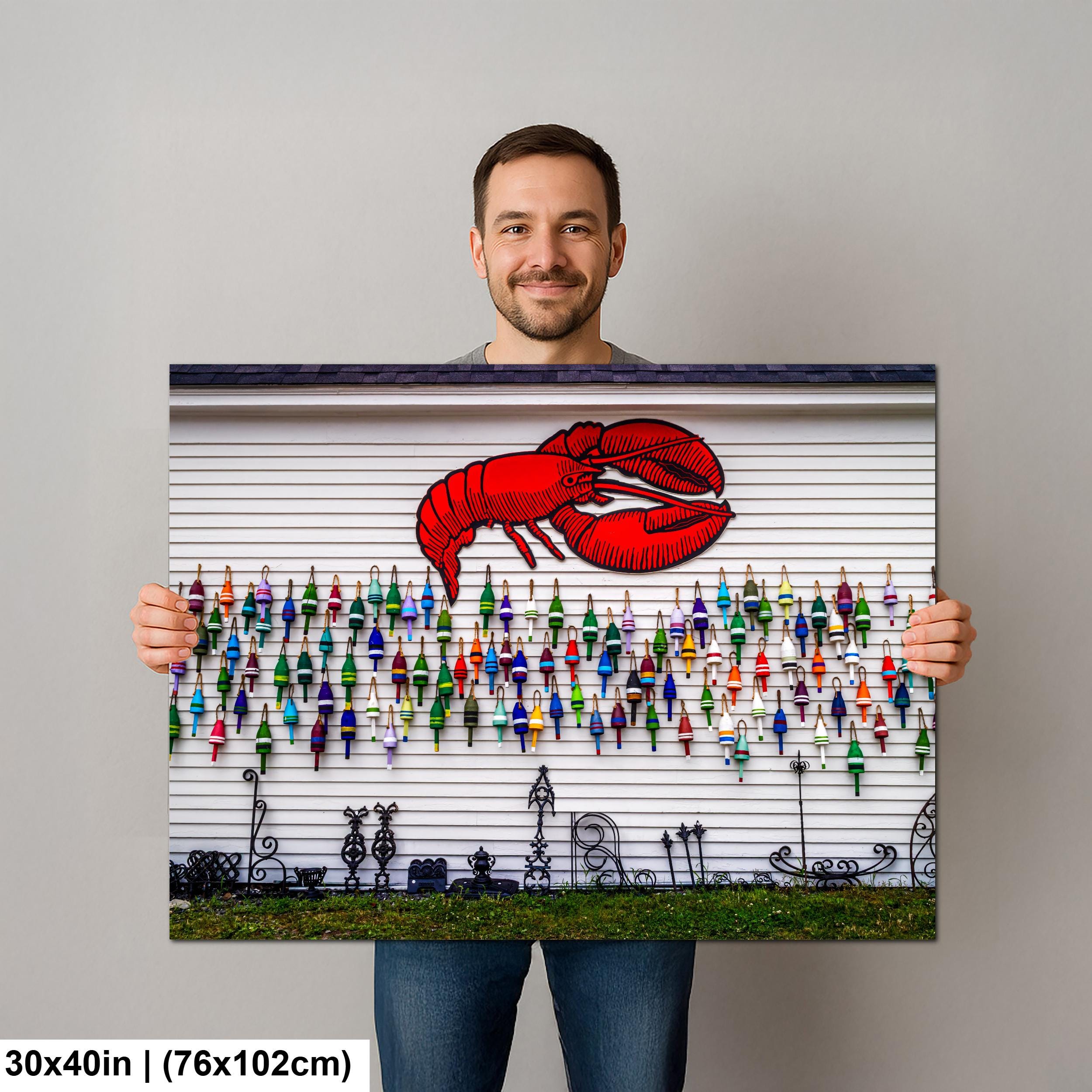 Lobster Buoy Display: Bar Harbor Maine Coastal Fishing Photography Wall Art