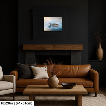 Female Mallard Duck with Reflection on Calm Water Wildlife Photography Print