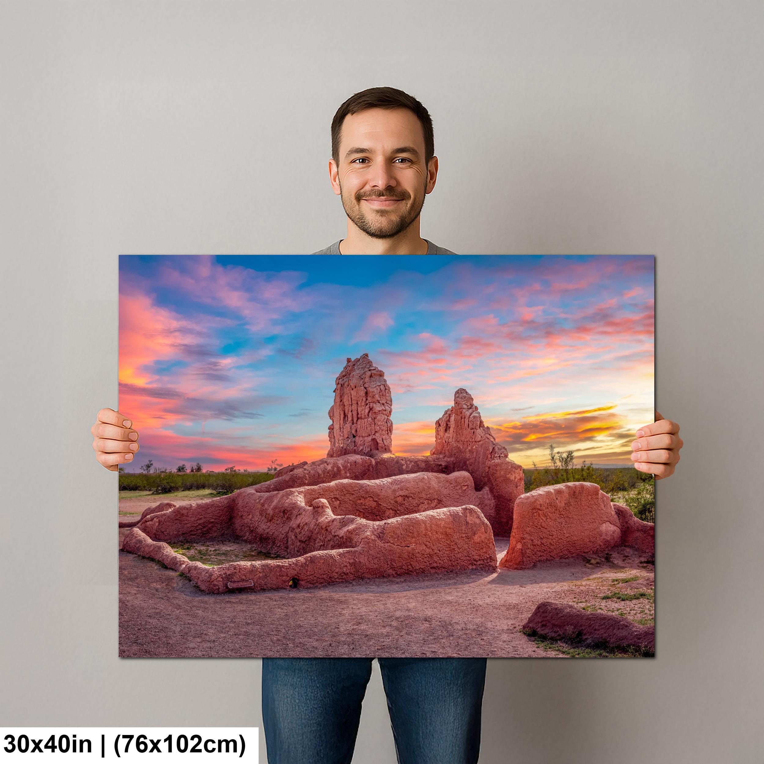Casa Grande Ruins National Monument at Sunset, Coolidge Arizona, Photography Print Wall Art