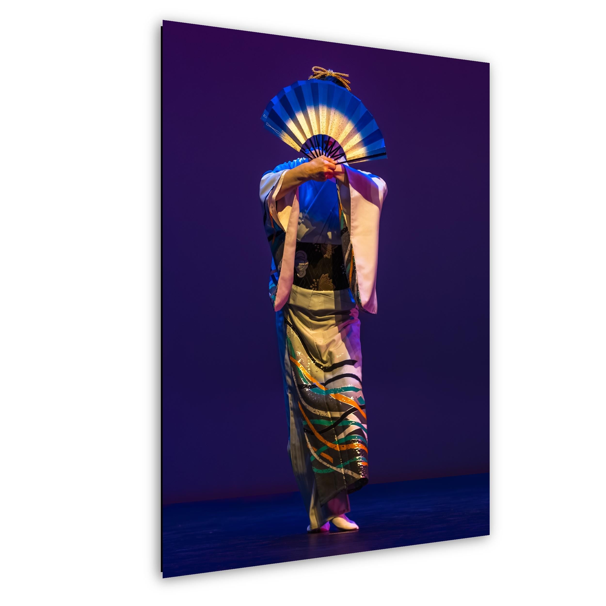 Taiko Odori Dance Print – Japanese Stage Art with Colorful Kimono & Fan