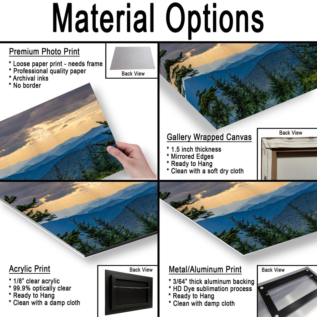 Smoky Horizon: Mountain View Great Smoky Mountains Tennessee Photo Wall Art