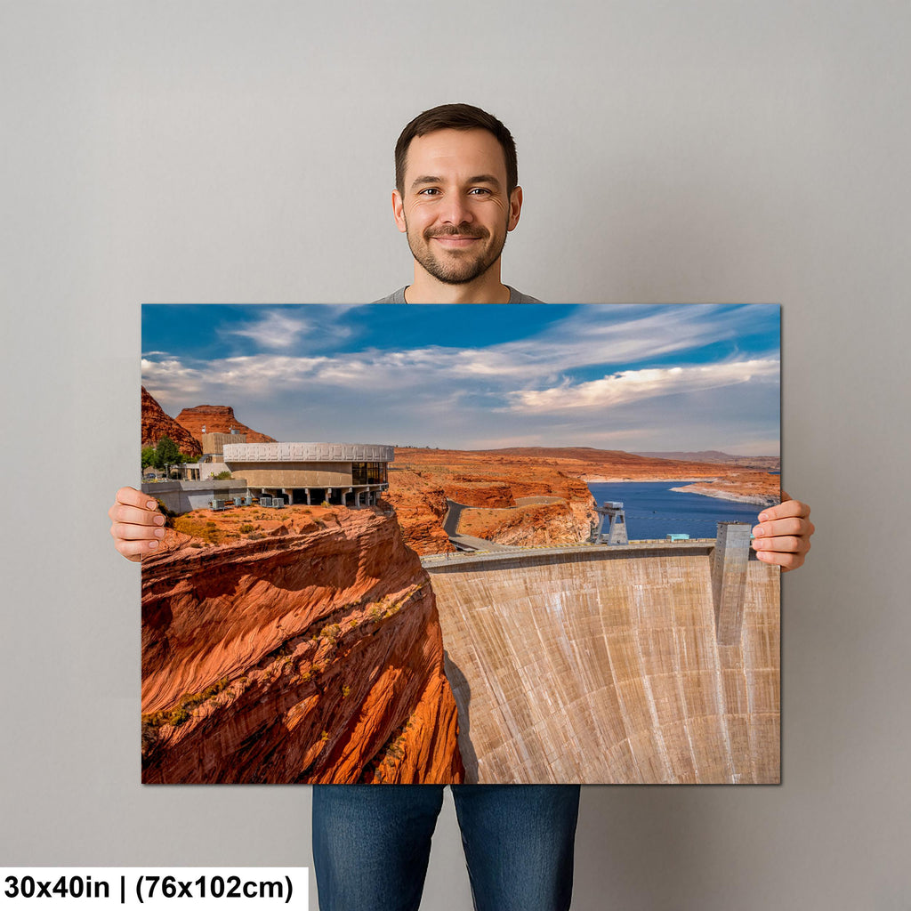 Glen Canyon Dam Overlooking Lake Powell Arizona Photography Print, Red Rock Desert Wall Art