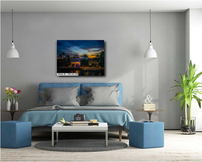 Miami Waterfront Mansion at Golden Hour: Biscayne Bay Florida Print Wall Art Photography Aluminum/Acrylic/Metal/Canvas Scenic Home Decor