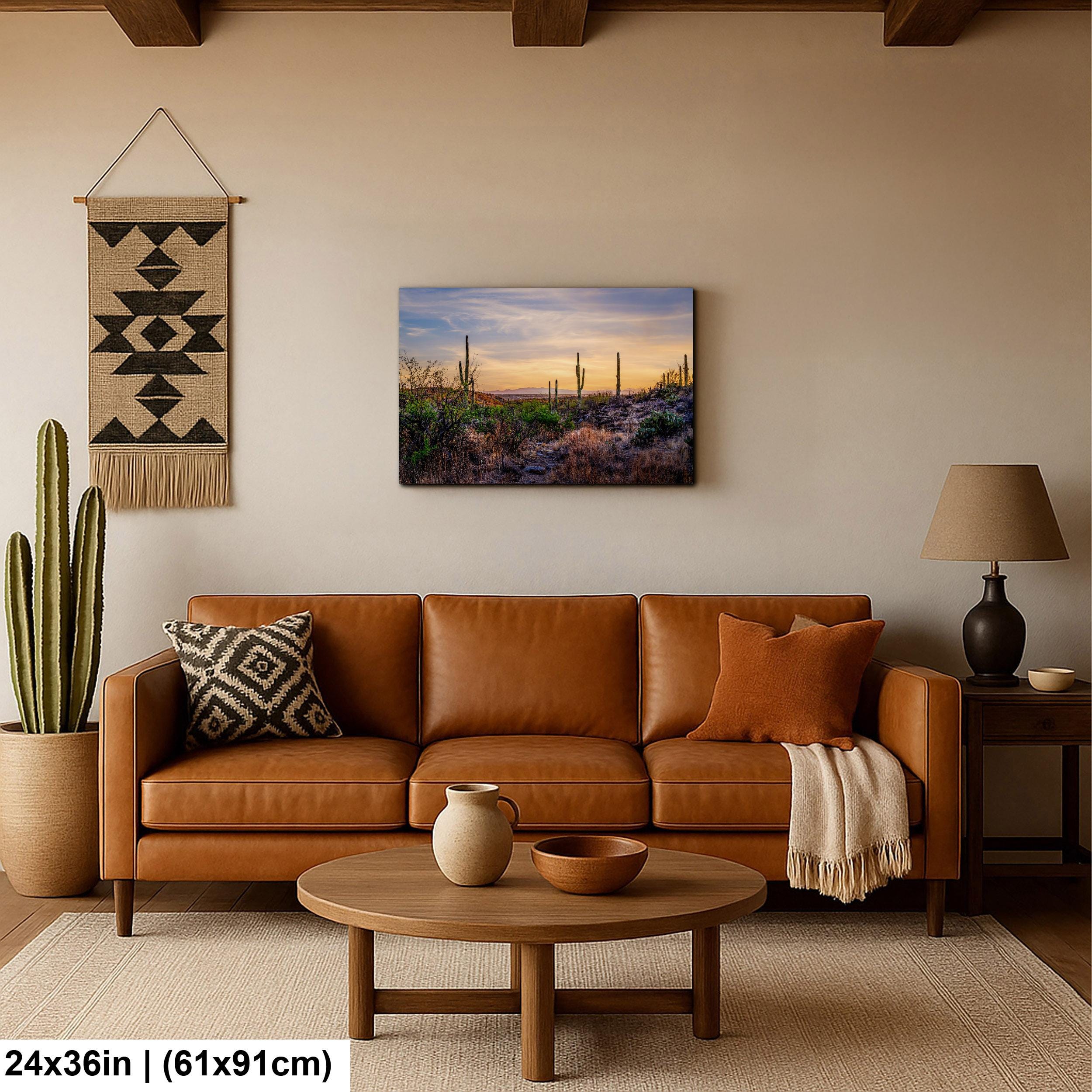 Sonoran Desert Valley Sunset with Saguaros - Saguaro National Park East Tucson Photography Print