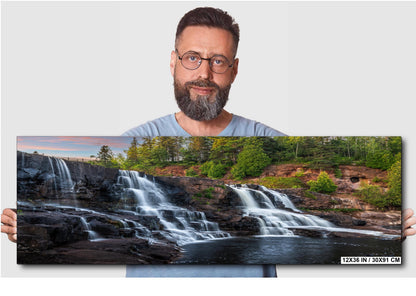Gooseberry Falls Multi‑Tier Waterfall Minnesota State Park Wall Art Photography Print, Long Exposure North Shore Landscape Aluminum Metal