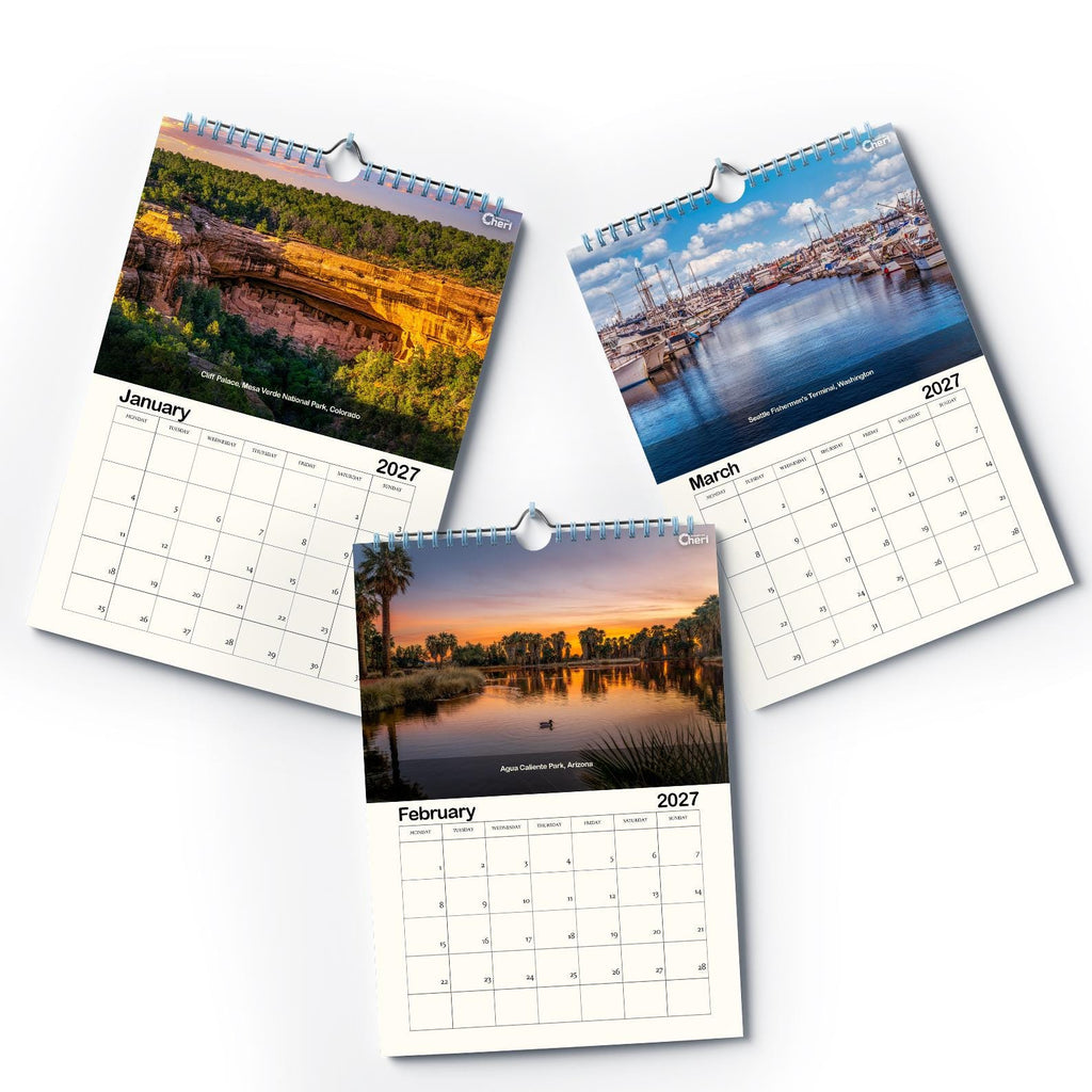 2027 Wall Calendar: Vibrant Landscape, Eco-Friendly Paper (8.5" x 11")