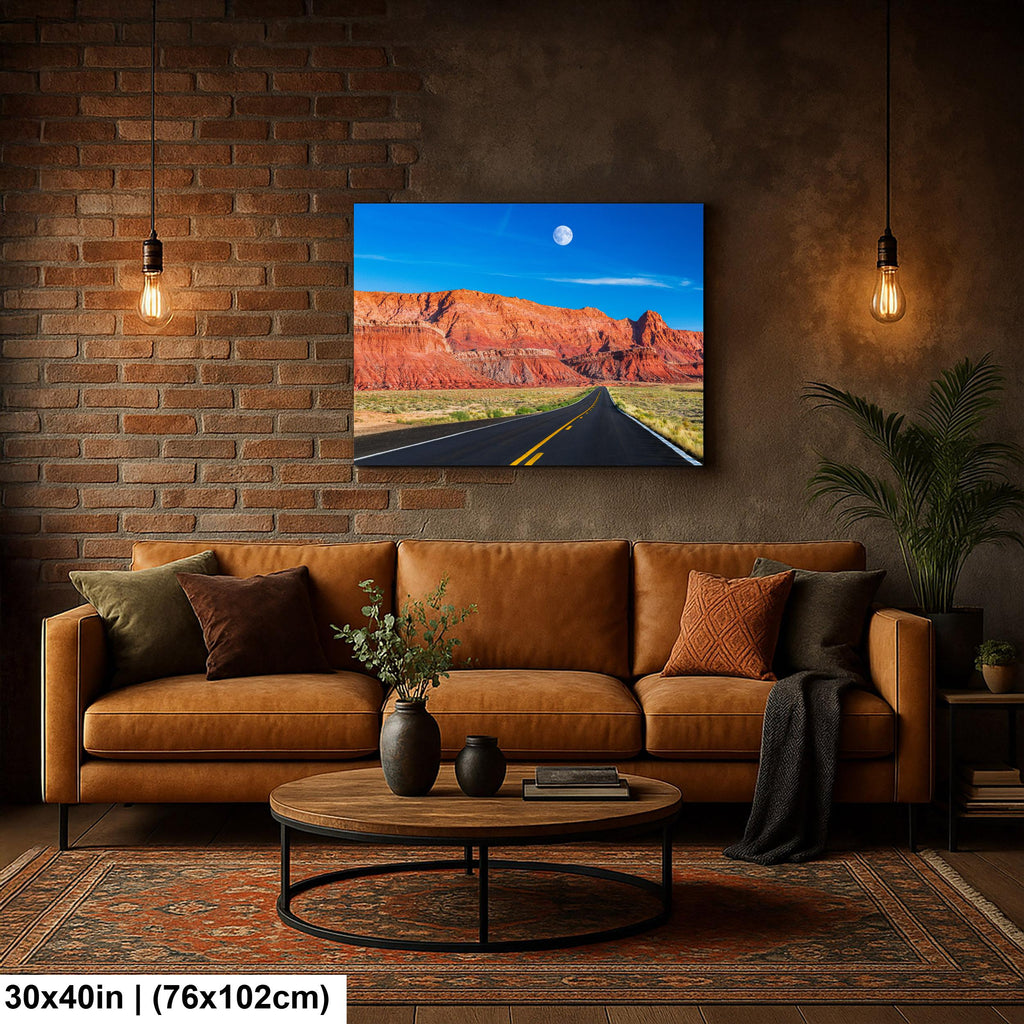 Desert Highway Beneath Red Cliffs Photography Print, Page Arizona Southwest Landscape, Open Road Wall Art, Travel Decor