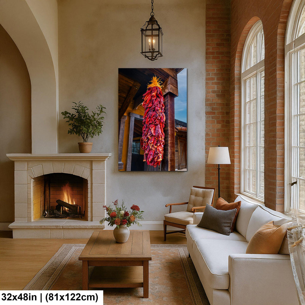 Sunlit Chile Ristra on Rustic Porch, Tombstone Arizona, Photography Wall Art
