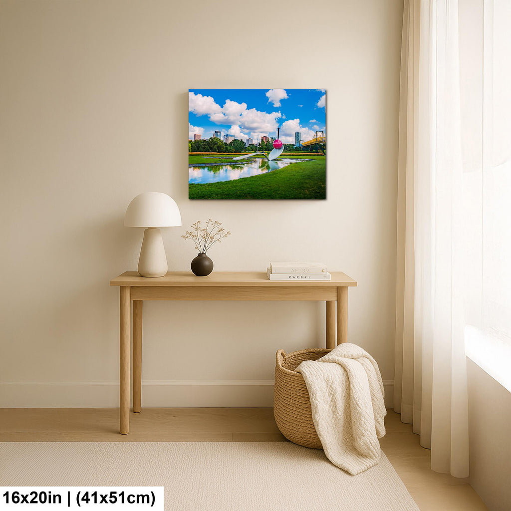 Spoonbridge and Cherry Sculpture Minneapolis Skyline Photography Print, Minnesota Walker Art Center, Modern Art Wall Decor