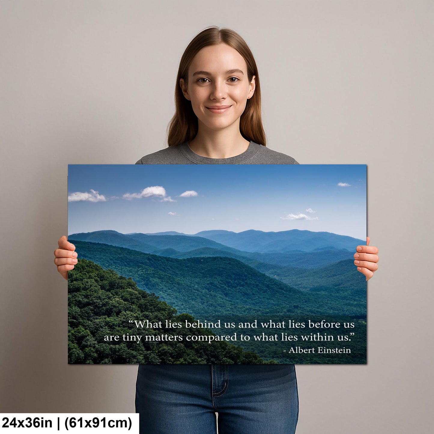 Ralph Waldo Emerson Motivational Wall Art for Inner Strength and Reflection, Mountain Landscape Photography Print for Home or Office Decor