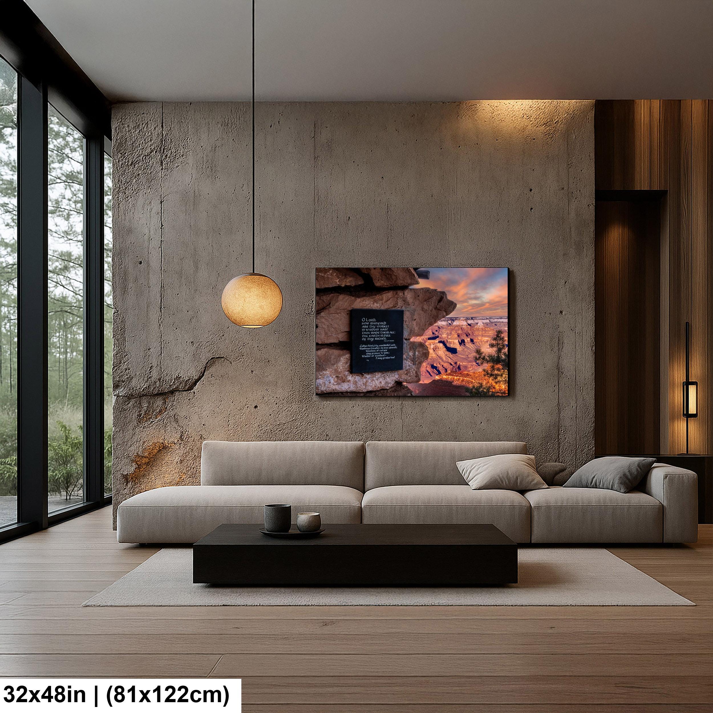 Grand Canyon Sunset Psalm 104:24 Scripture Plaque – Arizona Photography Wall Art