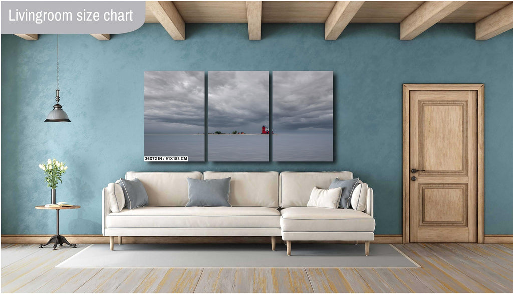 Mackinac Lighthouse: Round Island Light, Michigan Nautical Seascape Wall Art