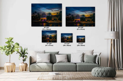 Miami Waterfront Mansion at Golden Hour: Biscayne Bay Florida Print Wall Art Photography Aluminum/Acrylic/Metal/Canvas Scenic Home Decor