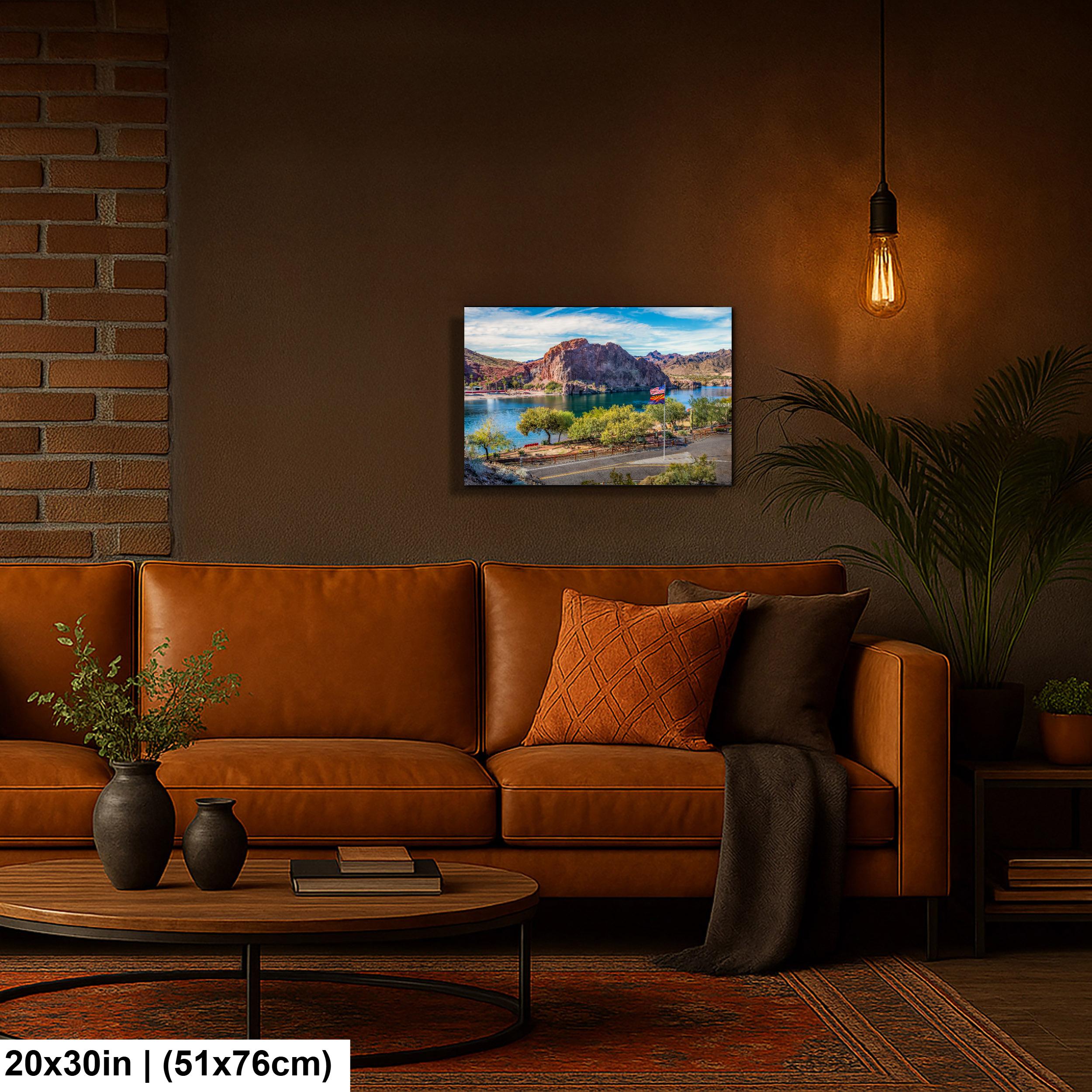 Colorado River at Parker Arizona Photography Print, Quartzsite Desert Landscape, Arizona Flag, Mountain Lake Wall Art
