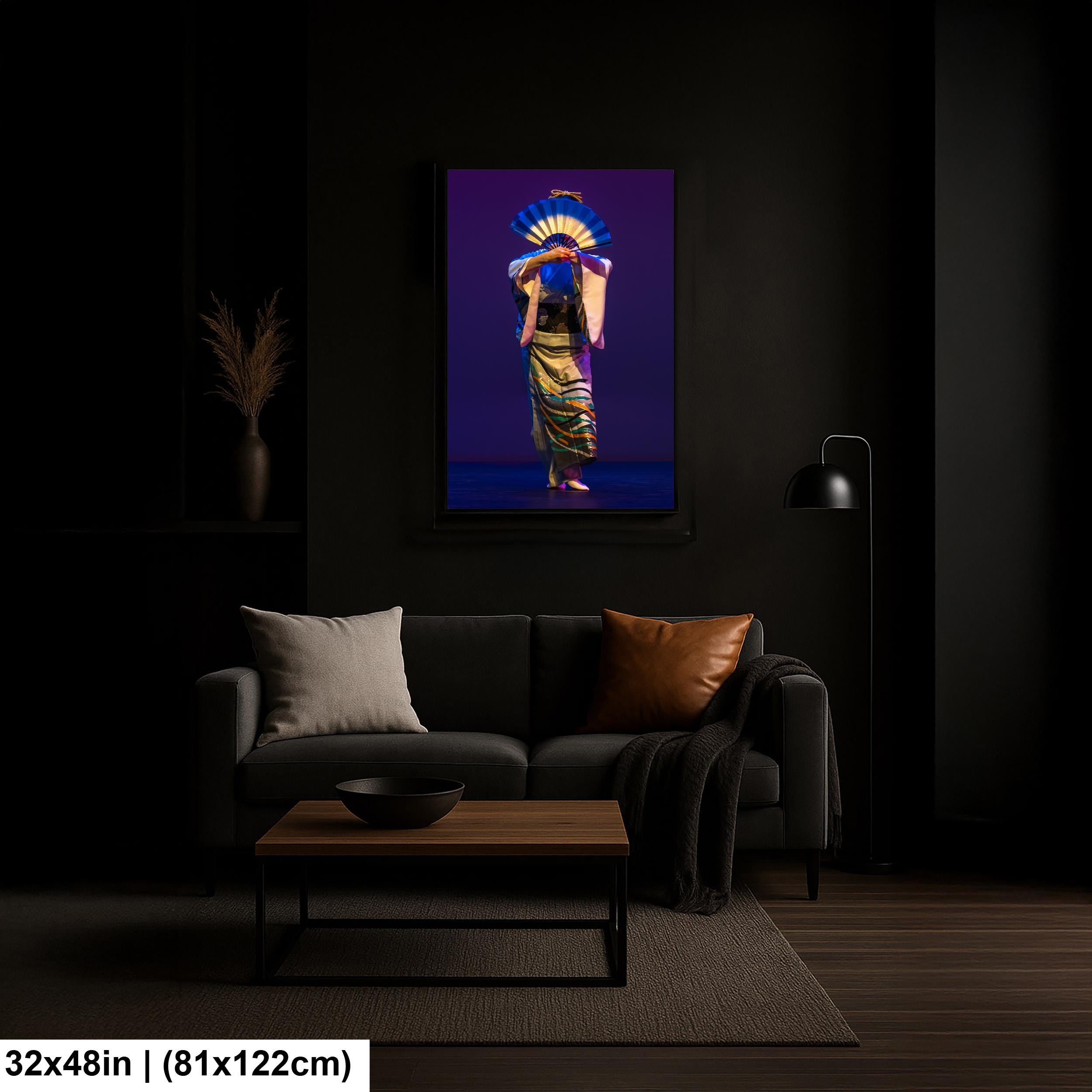 Taiko Odori Dance Print – Japanese Stage Art with Colorful Kimono & Fan