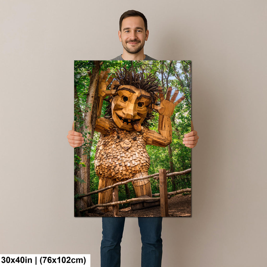 Playful Wooden Forest Troll Sculpture in Detroit Lakes Minnesota Photography Print