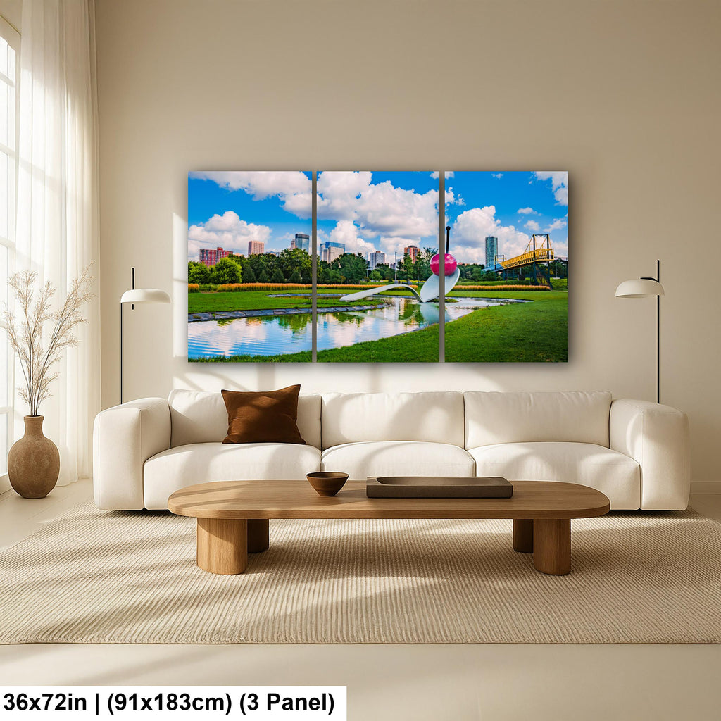 Spoonbridge and Cherry Sculpture Minneapolis Skyline Photography Print, Minnesota Walker Art Center, Modern Art Wall Decor