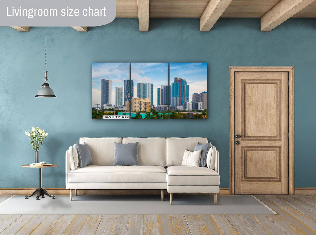 Miami Skyline Canvas Print - Downtown Miami Wall Art | Biscayne Bay Panorama