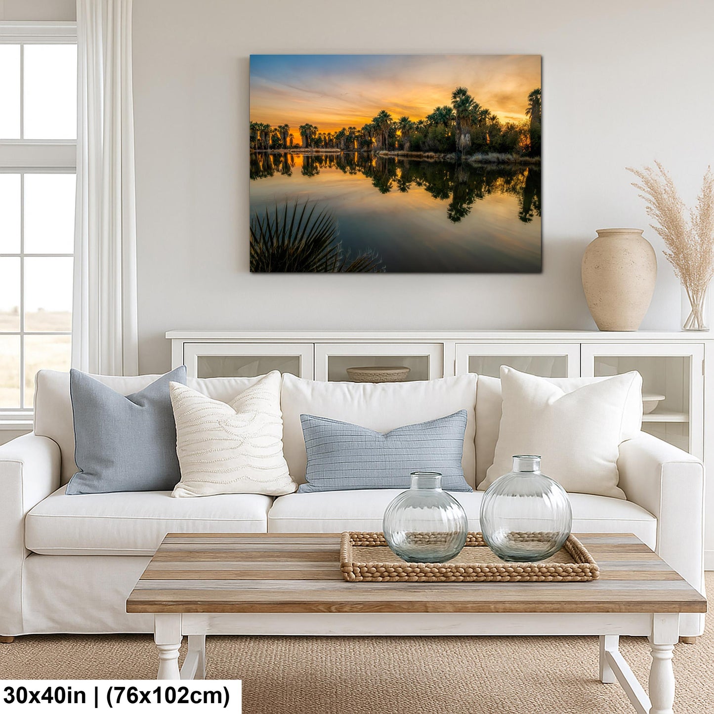 Agua Caliente Park Sunset Palm Oasis Reflection - Tucson Arizona Photography Print