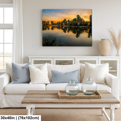 Agua Caliente Park Sunset Palm Oasis Reflection - Tucson Arizona Photography Print