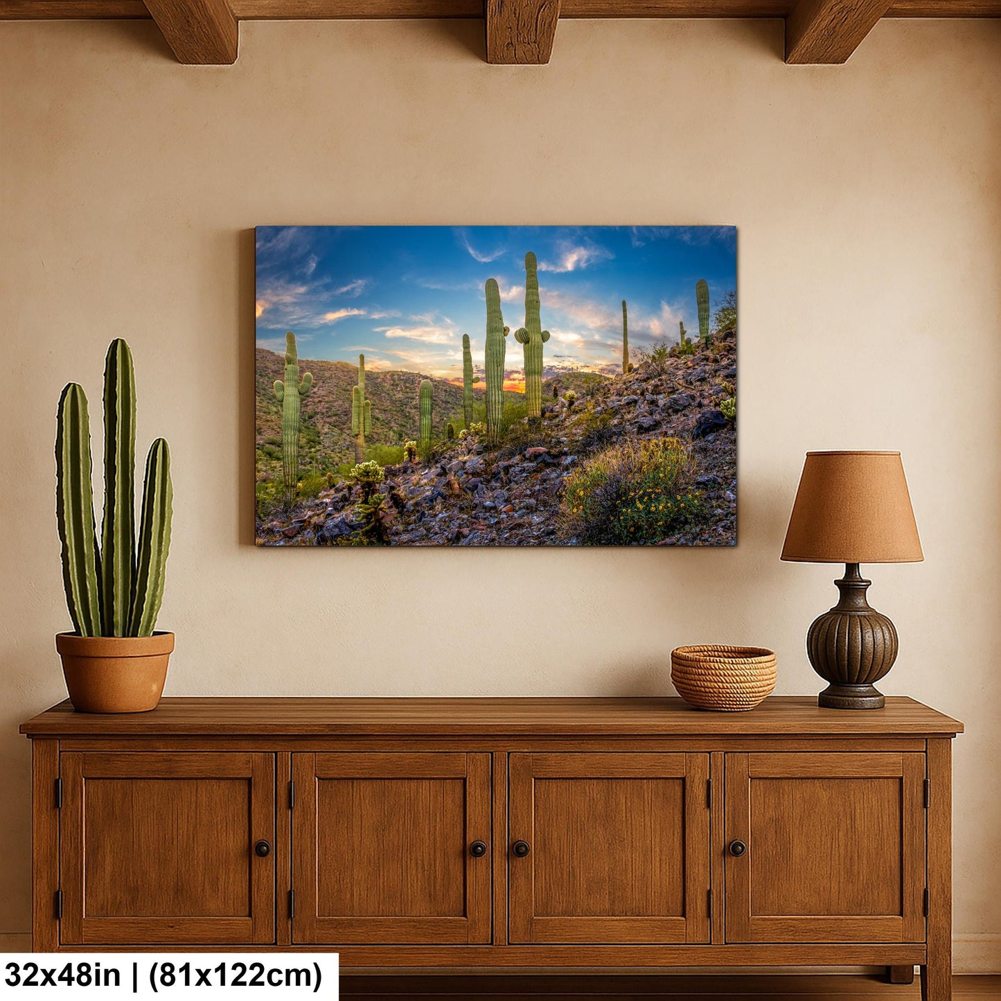 Sonoran Desert Saguaros at Sunset, Casa Grande Arizona Photography Wall Art